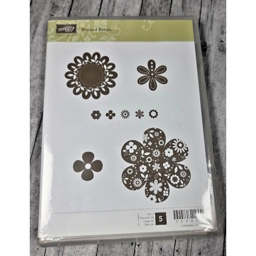 Stampin Up Printed Petals Rubber Stamp Set Of 5 Fun Flower Prints